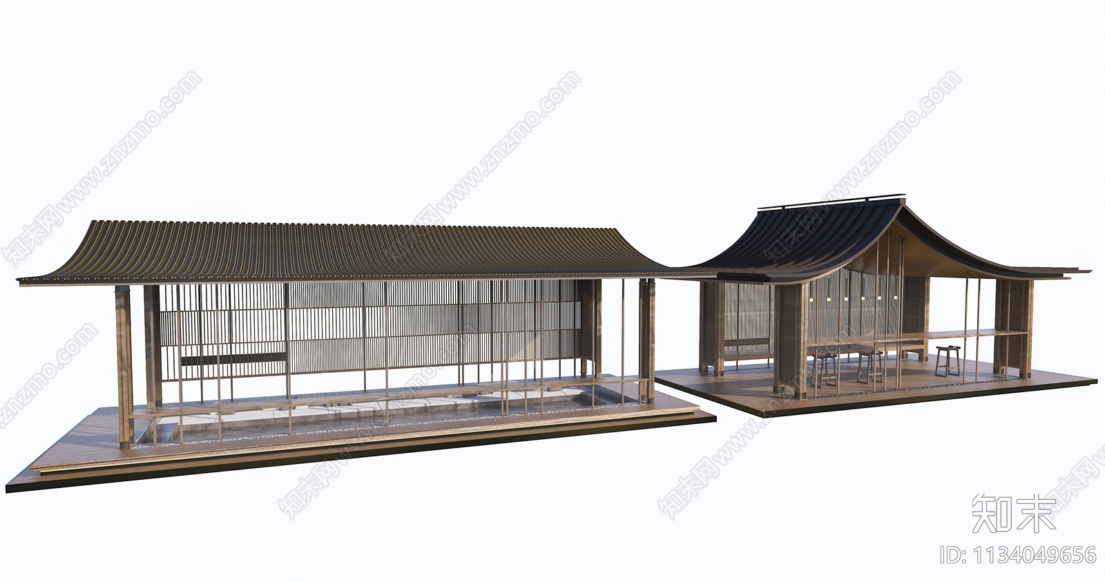 新中式廊架SU模型精品下载_SketchUp模型_知末网
