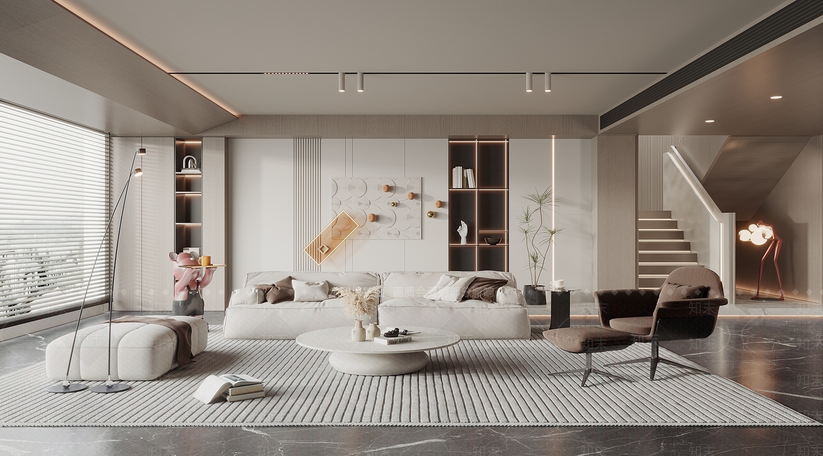 现代别墅客厅3D模型下载【ID:1134050855】_知末3d模型网