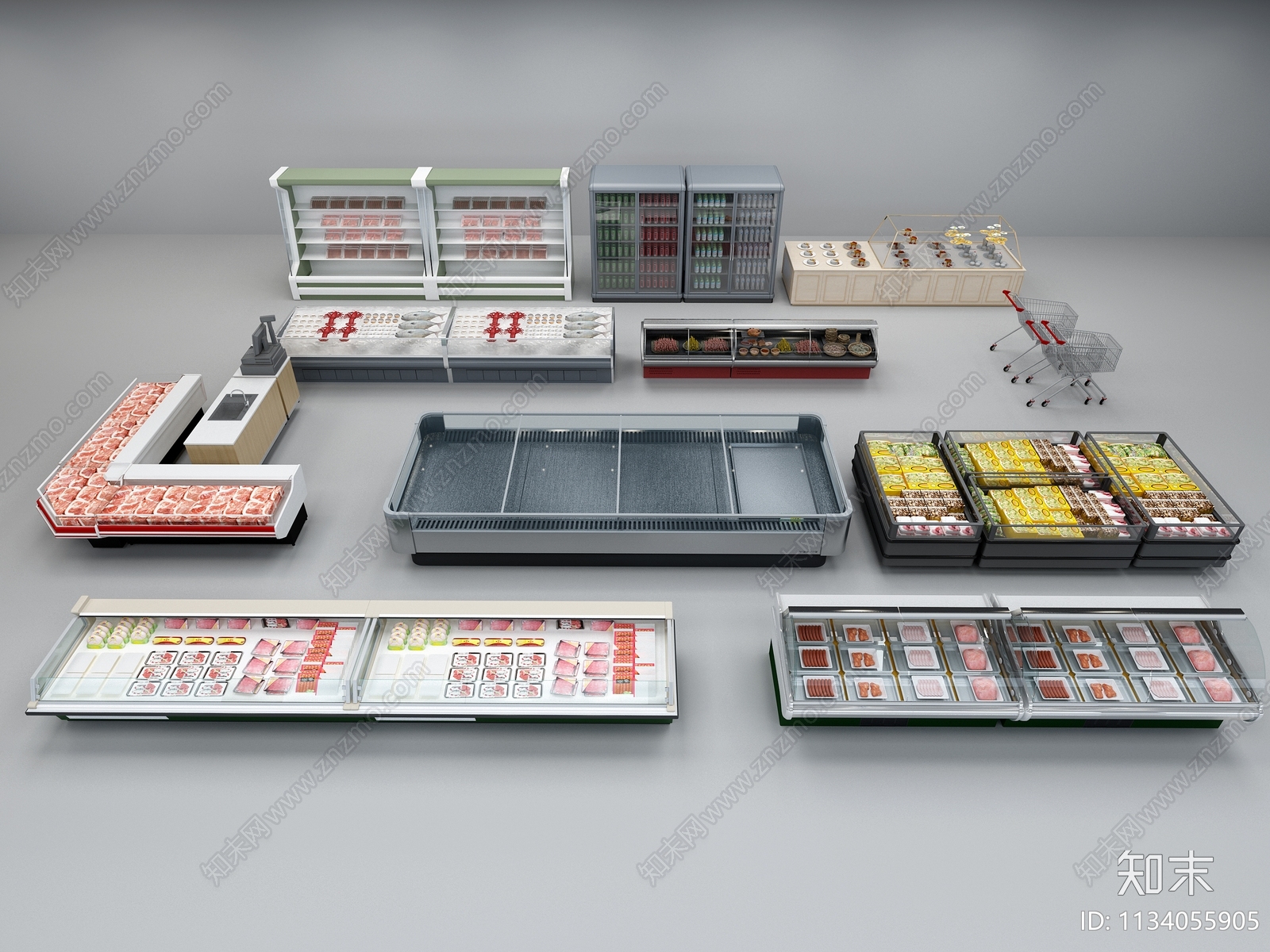 商场冷藏柜冰柜SU模型下载【ID:1134055905】