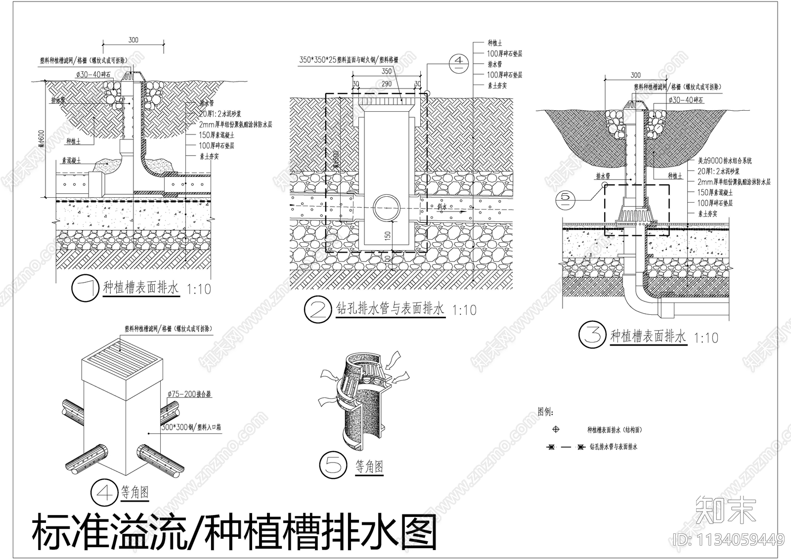 标准溢流种植槽排水详图施工图下载【ID:1134059449】