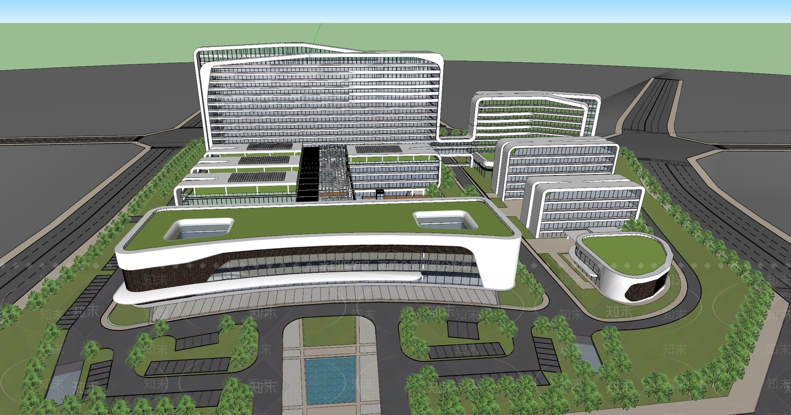 现代医疗建筑SU模型下载【ID:1134068529】