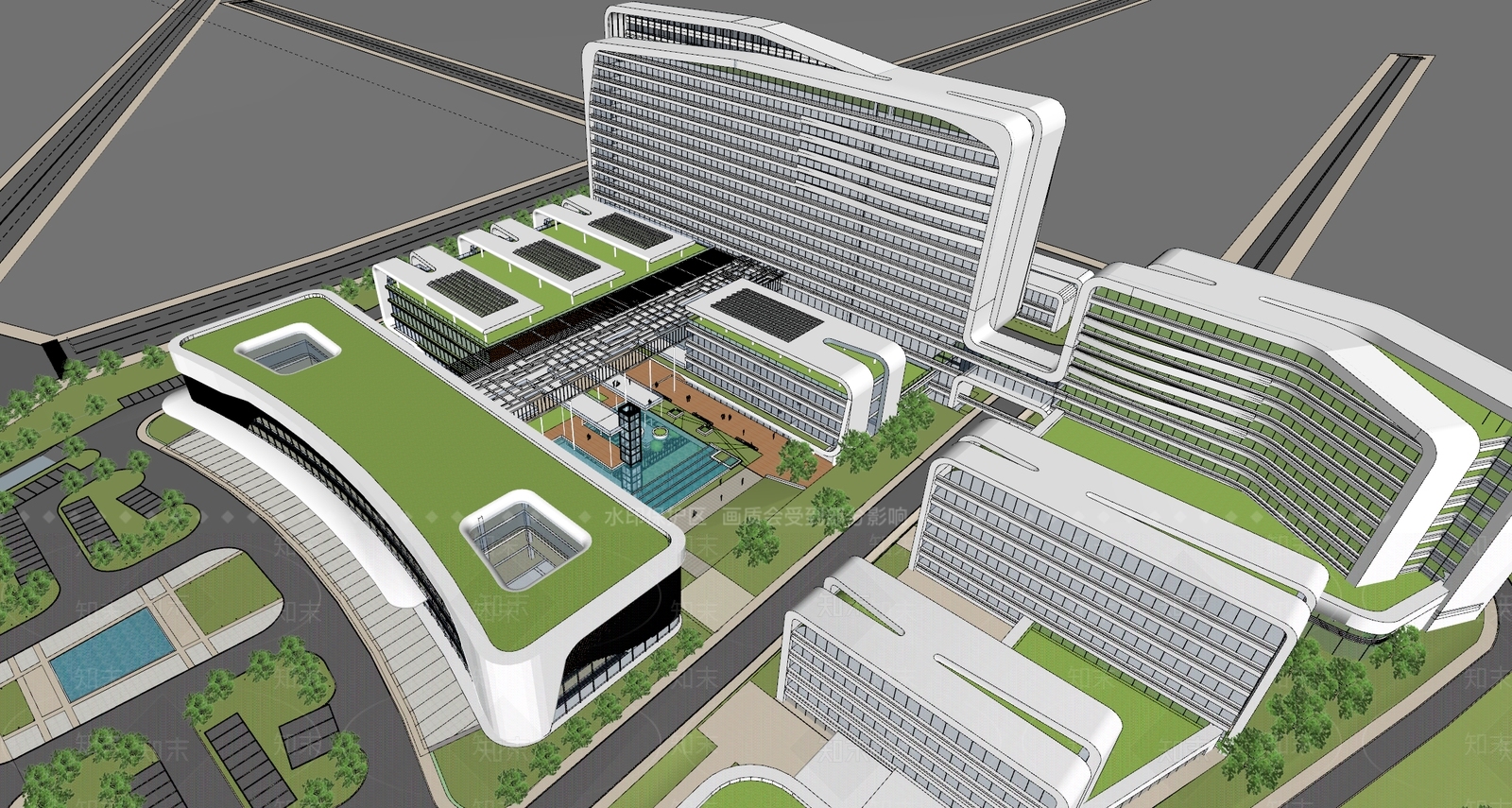 现代医疗建筑SU模型下载【ID:1134068529】