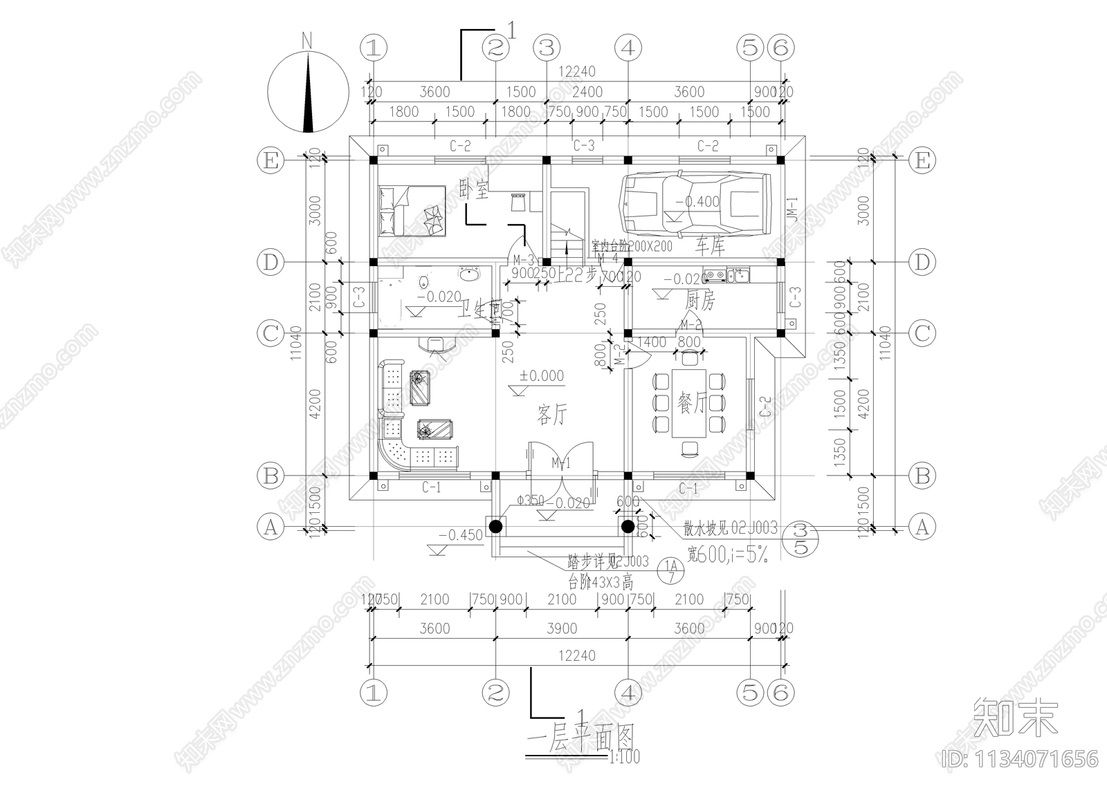 自建两层小别墅建筑施工图下载【ID:1134071656】