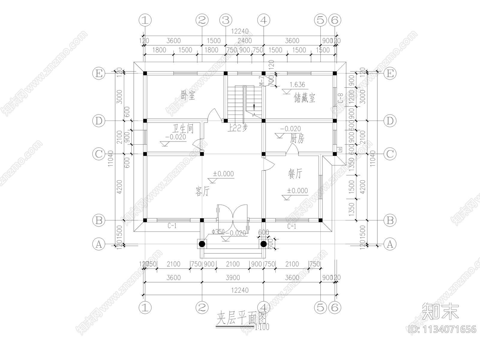 自建两层小别墅建筑施工图下载【ID:1134071656】