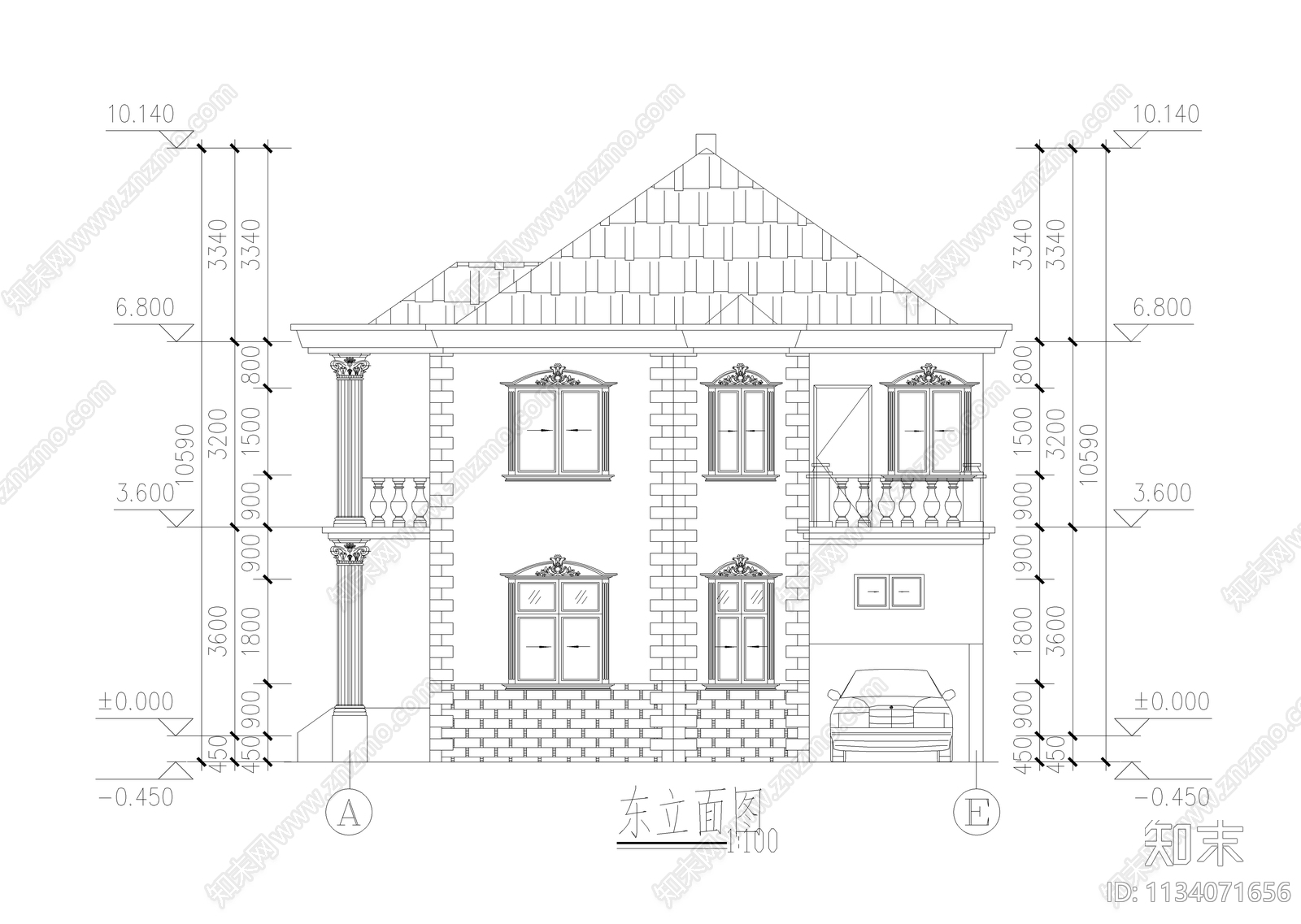 自建两层小别墅建筑施工图下载【ID:1134071656】