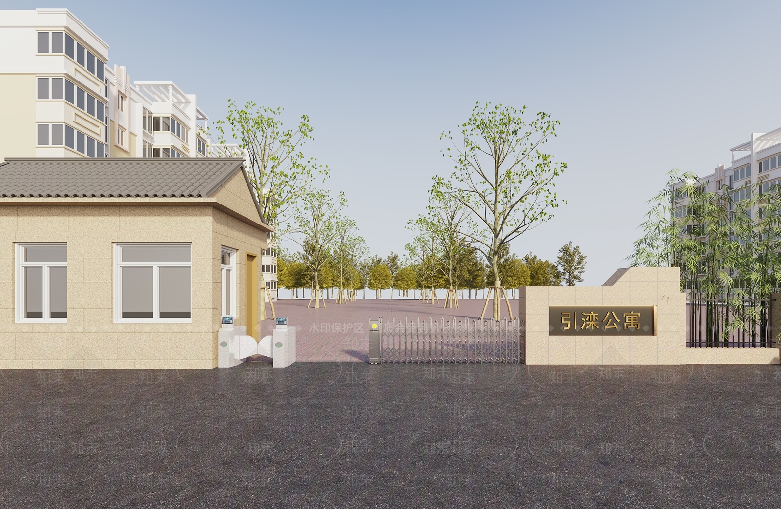 现代小区大门3D模型下载【ID:1134071990】