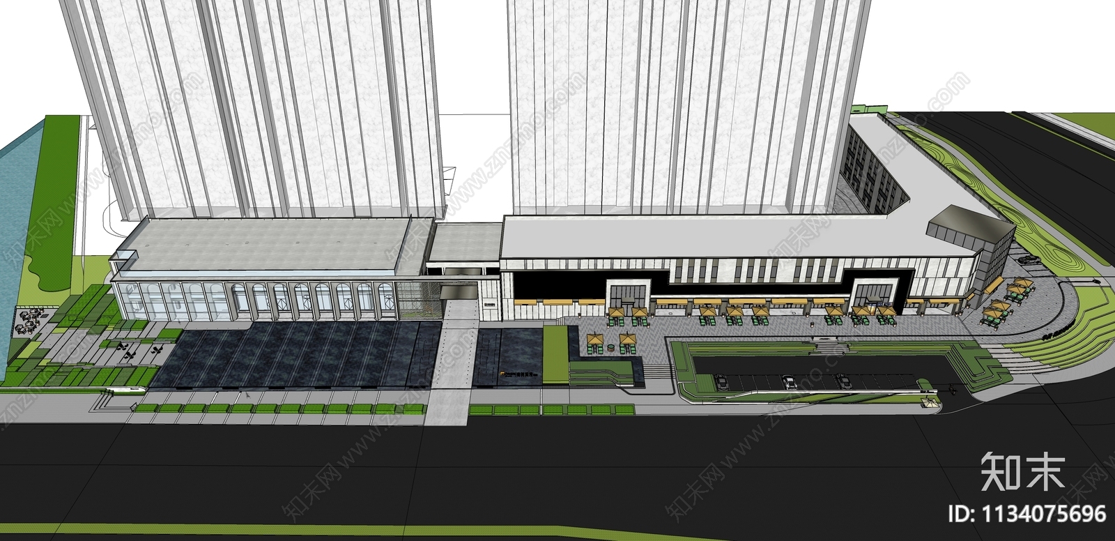 现代示范区景观SU模型下载【ID:1134075696】