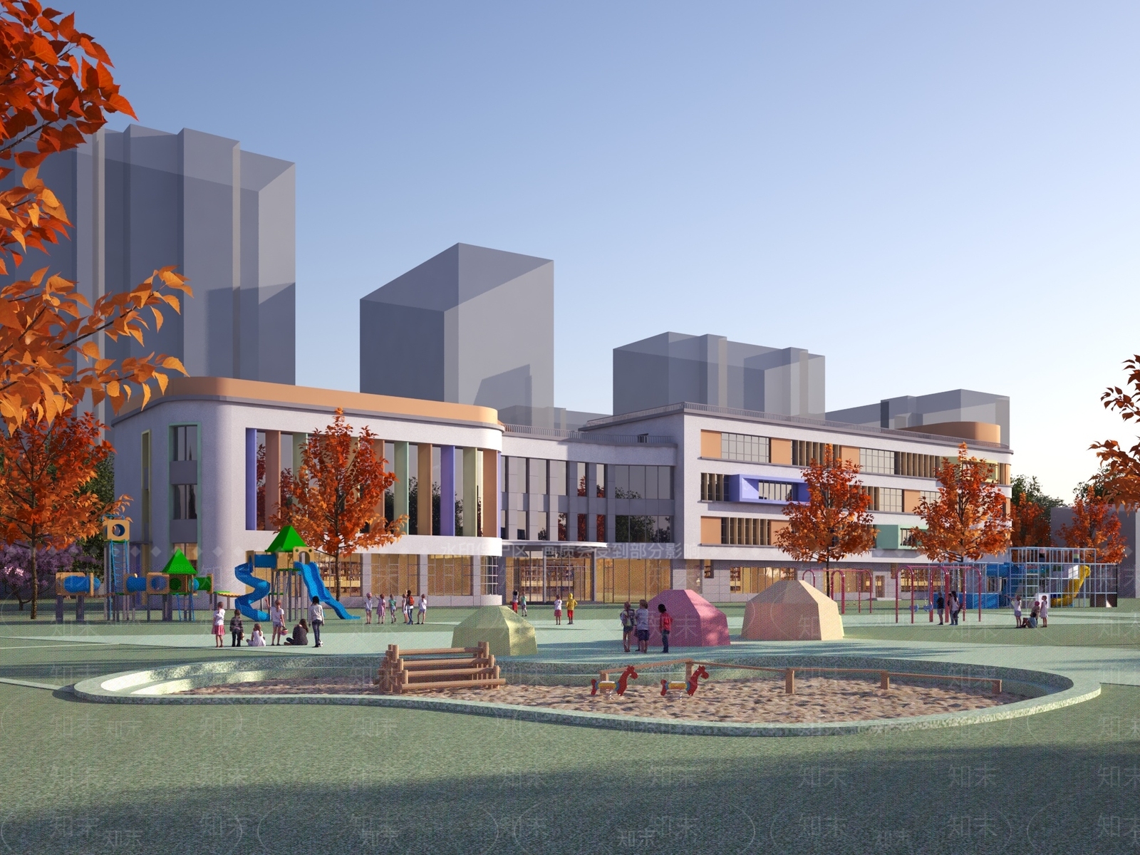 现代幼儿园建筑外观3D模型下载【ID:1134077025】