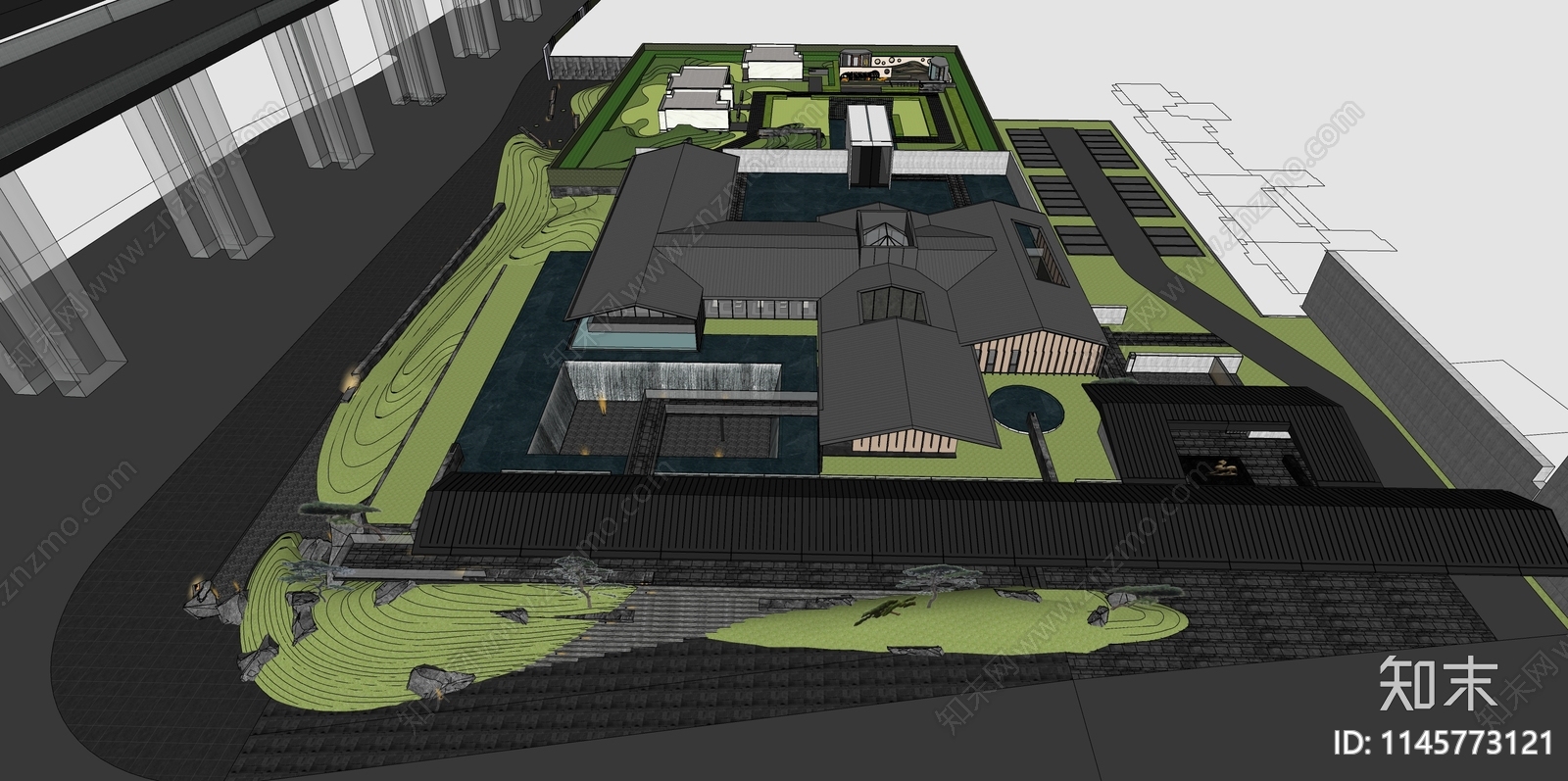 现代示范区景观SU模型下载【ID:1145773121】