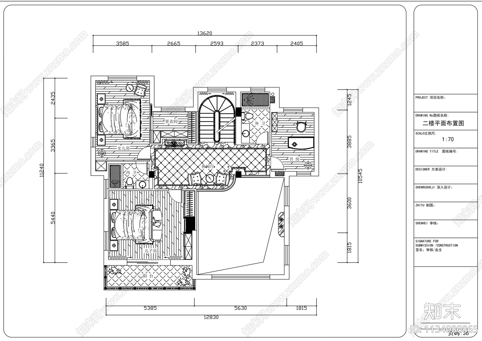 新古典欧式别墅室内cad施工图下载【ID:1134080865】