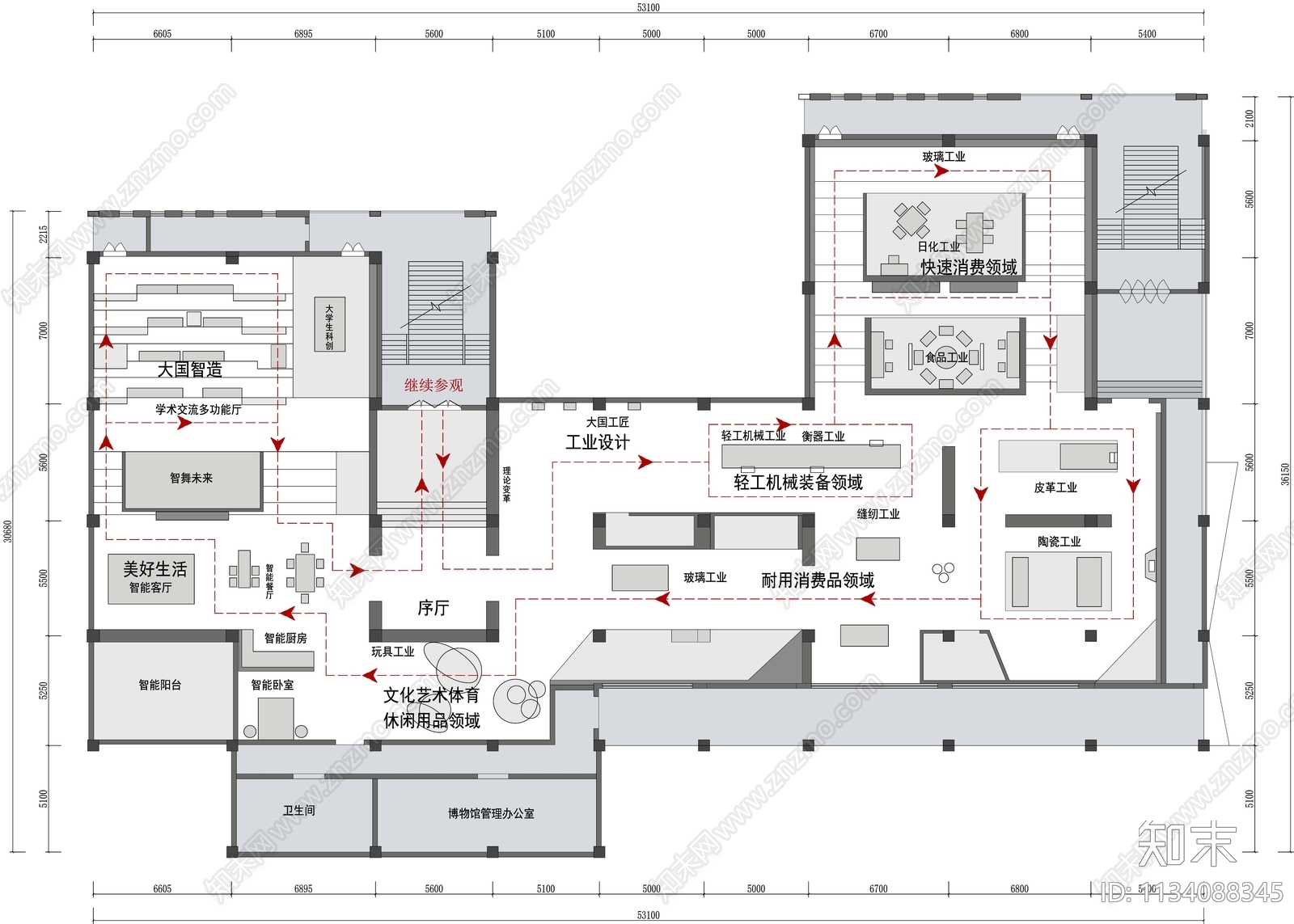 工业博物馆平面施工图下载【ID:1134088345】