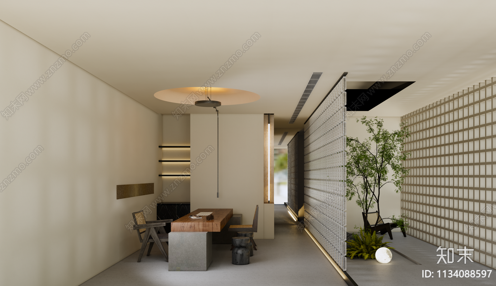 侘寂茶室SU模型下载【ID:1134088597】
