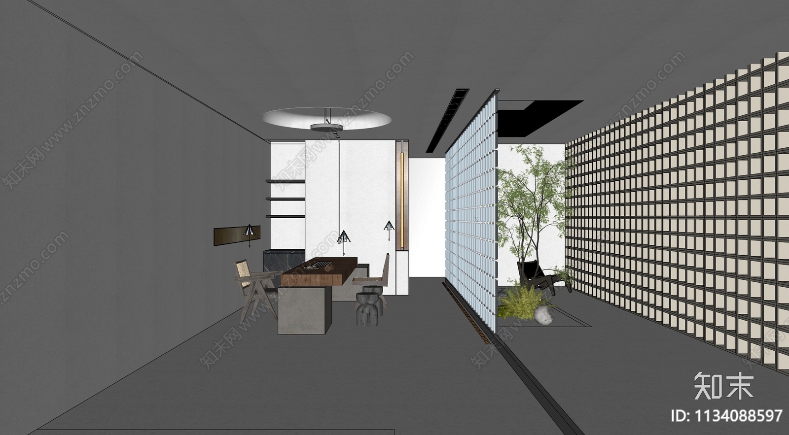 侘寂茶室SU模型下载【ID:1134088597】