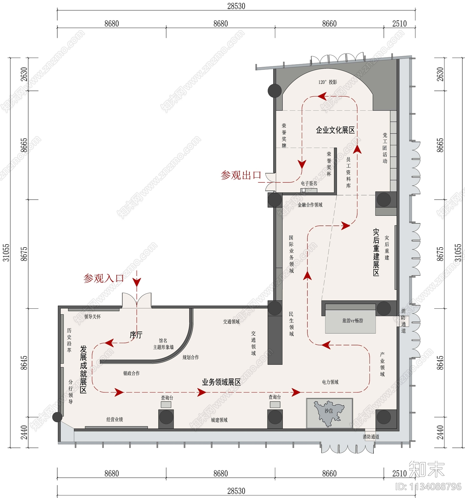 银行行历展厅平面图cad施工图下载【ID:1134088796】