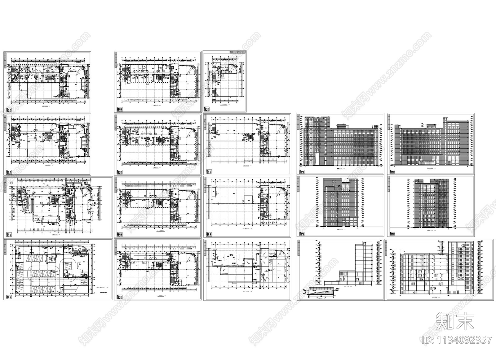 高层办公楼建筑cad施工图下载【ID:1134092357】