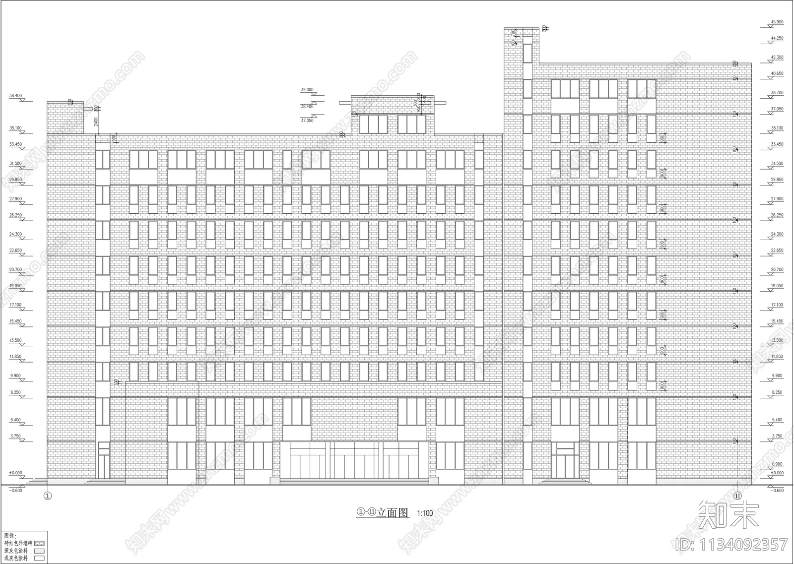 高层办公楼建筑cad施工图下载【ID:1134092357】