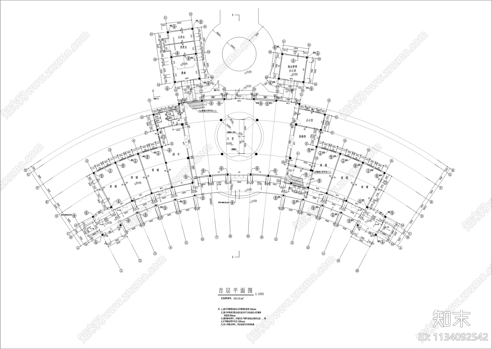 会所建筑cad施工图下载【ID:1134092542】