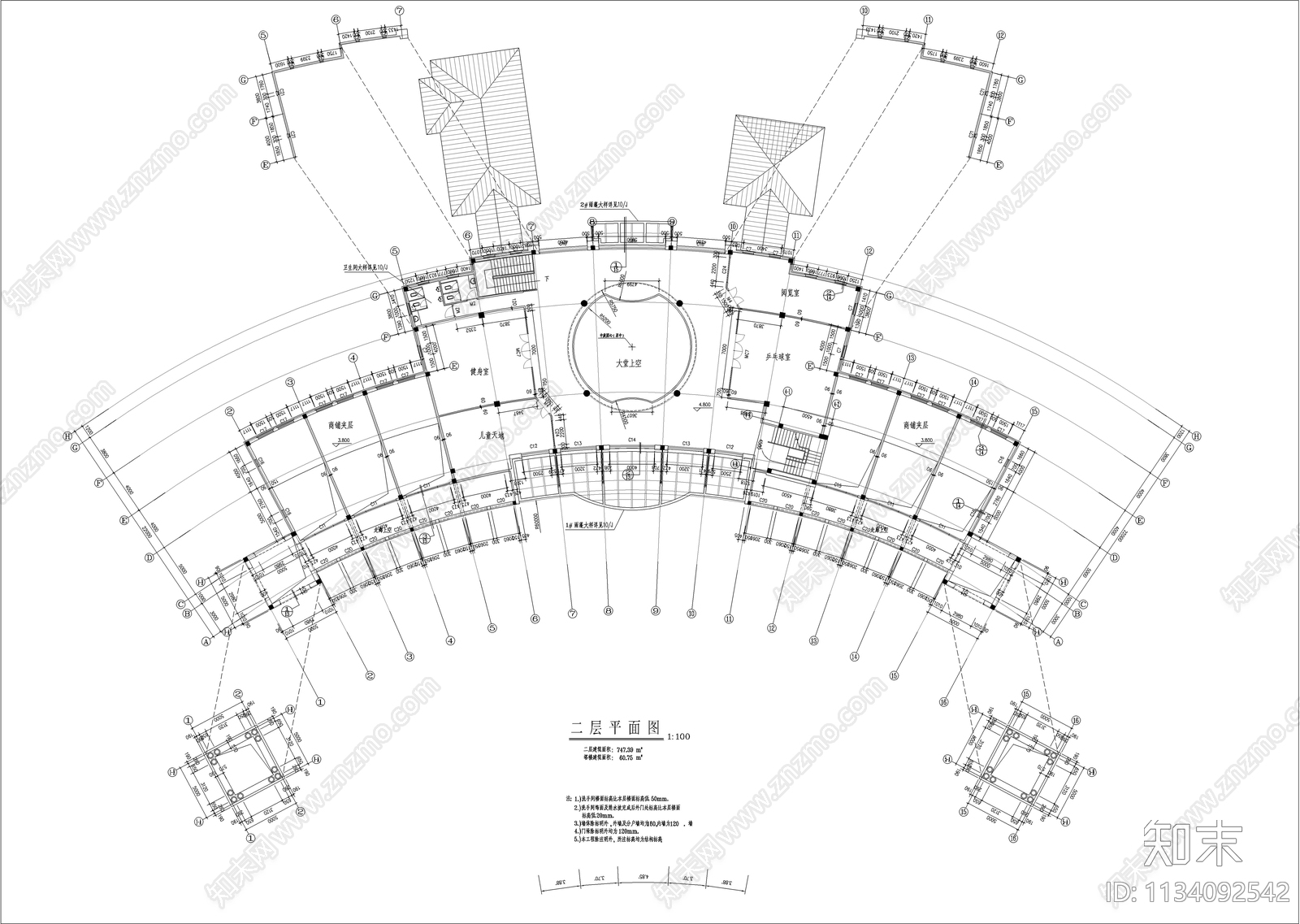 会所建筑cad施工图下载【ID:1134092542】