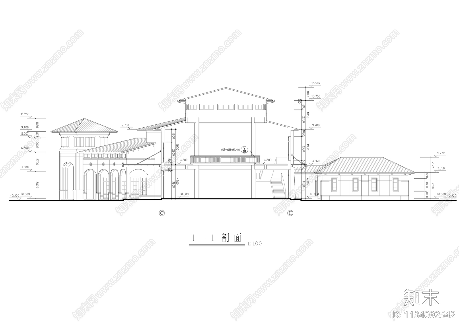 会所建筑cad施工图下载【ID:1134092542】