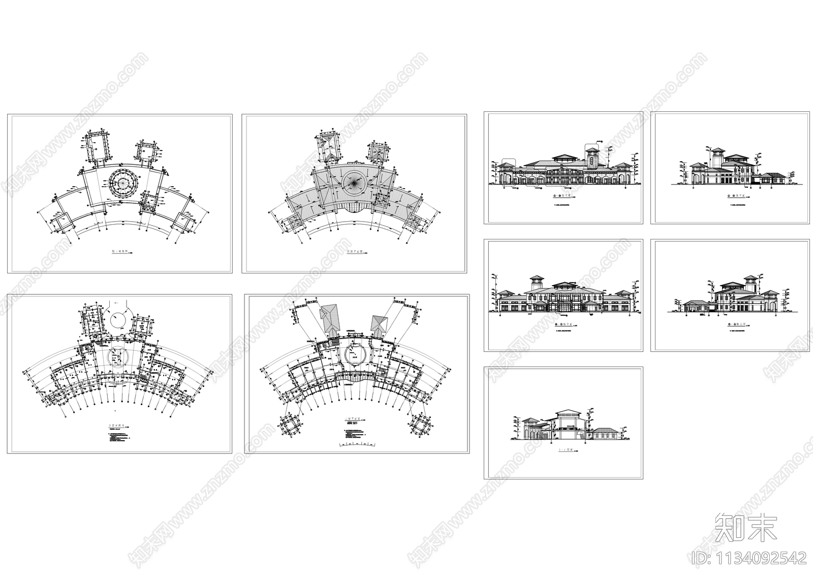 会所建筑cad施工图下载【ID:1134092542】