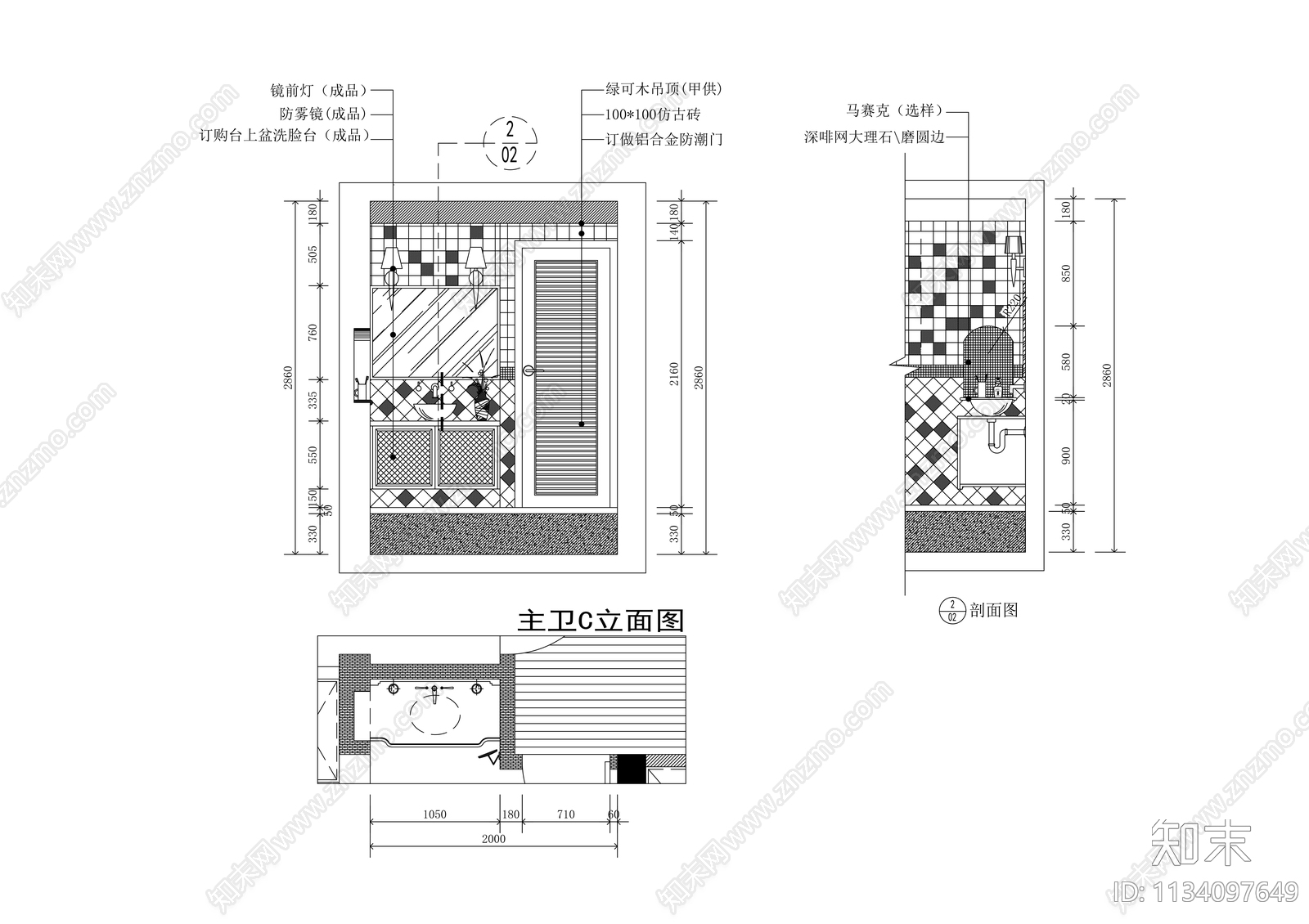 田园风三居室装修cad施工图下载【ID:1134097649】