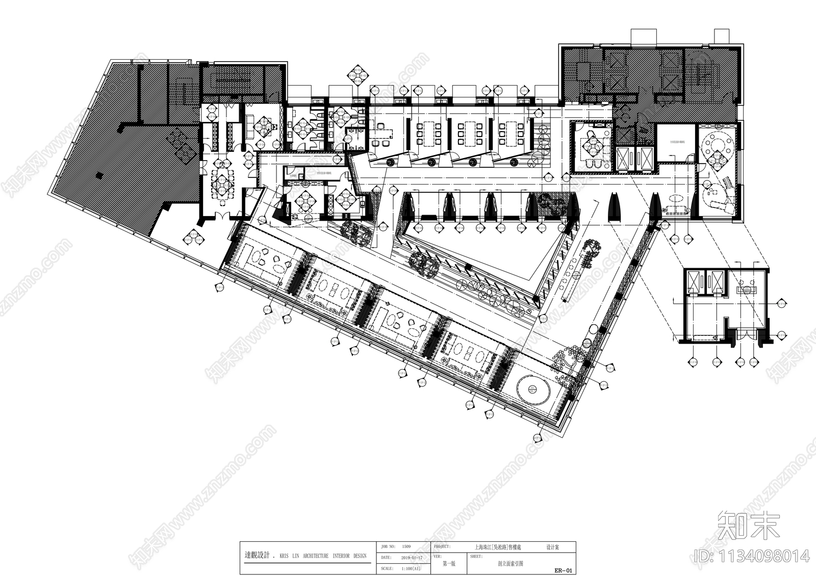 外滩界售楼处装修cad施工图下载【ID:1134098014】