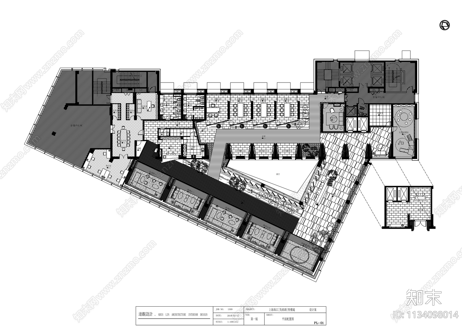 外滩界售楼处装修cad施工图下载【ID:1134098014】