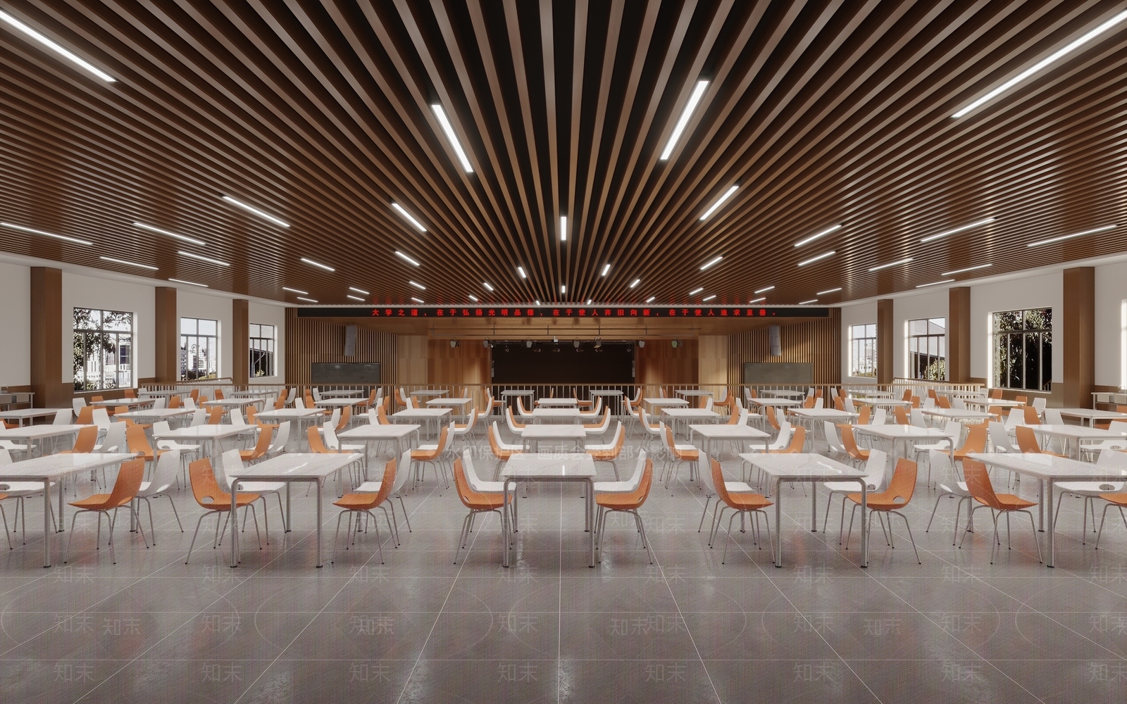 现代学校食堂3D模型下载【ID:1134467632】