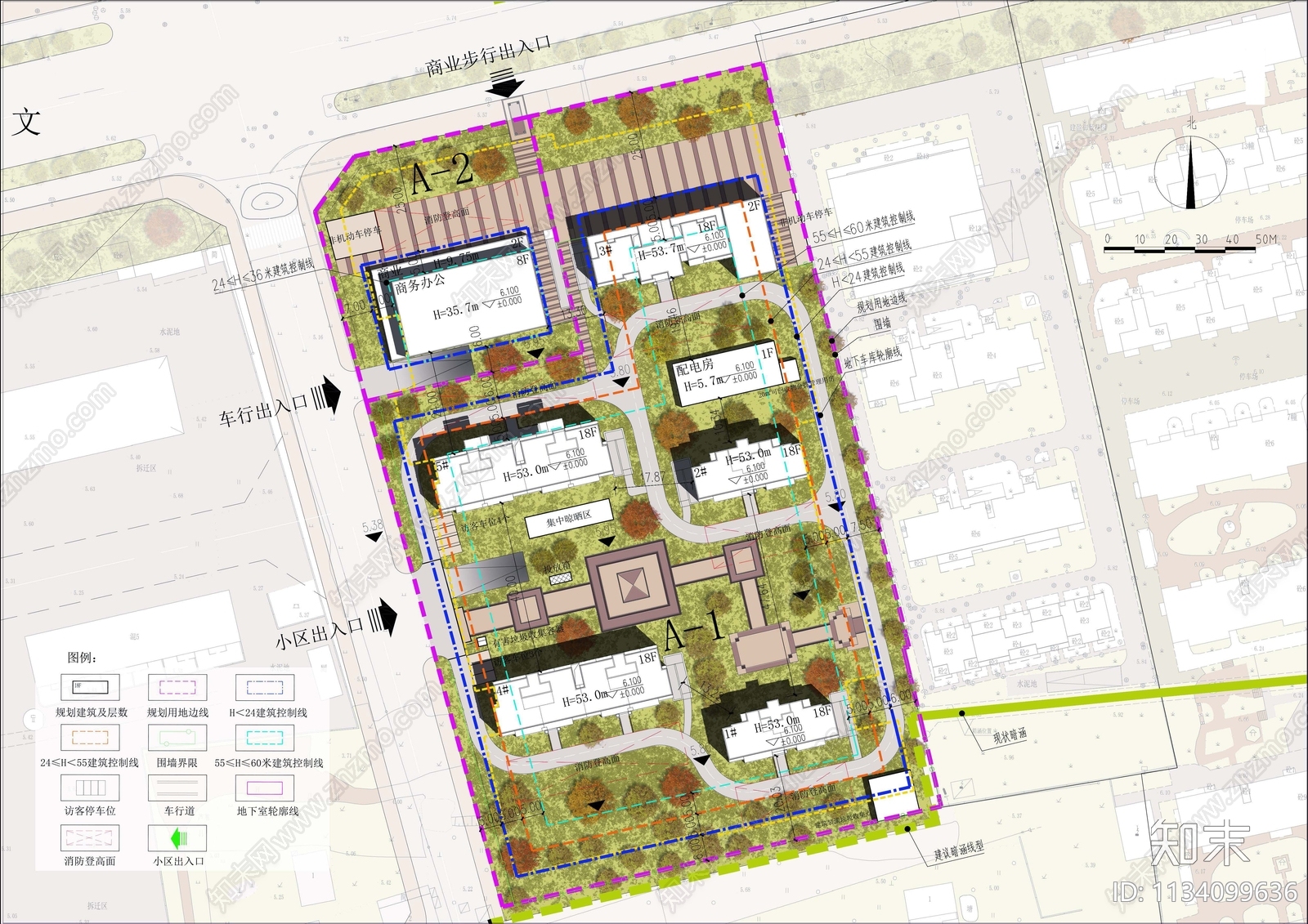 现代小区总平面图施工图下载【ID:1134099636】