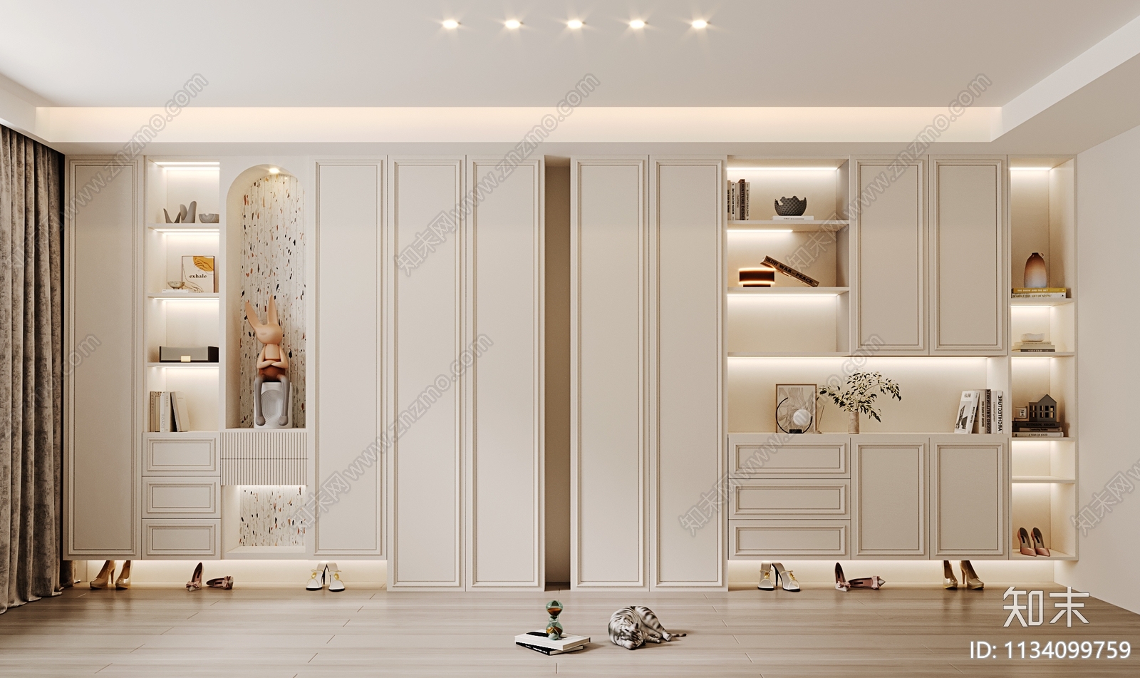 简欧鞋柜3D模型下载【ID:1134099759】