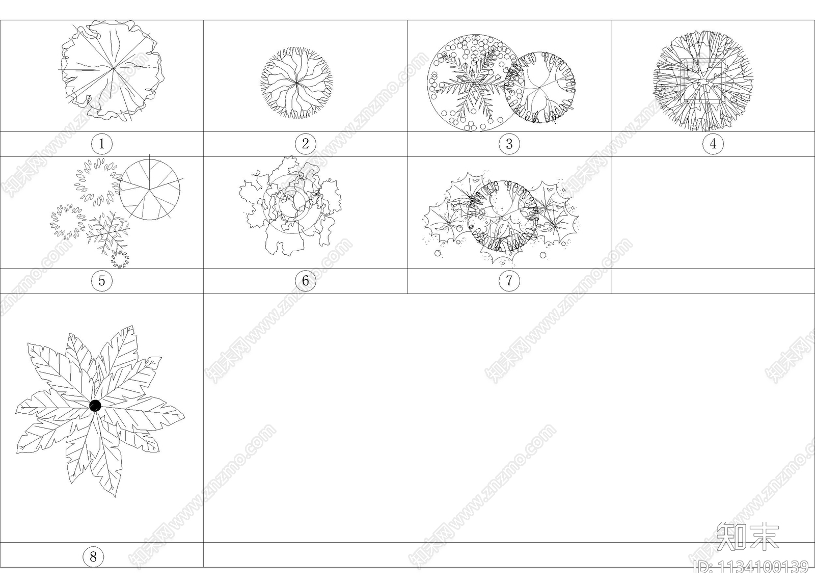 植物装饰摆件合集cad施工图下载【ID:1134100139】
