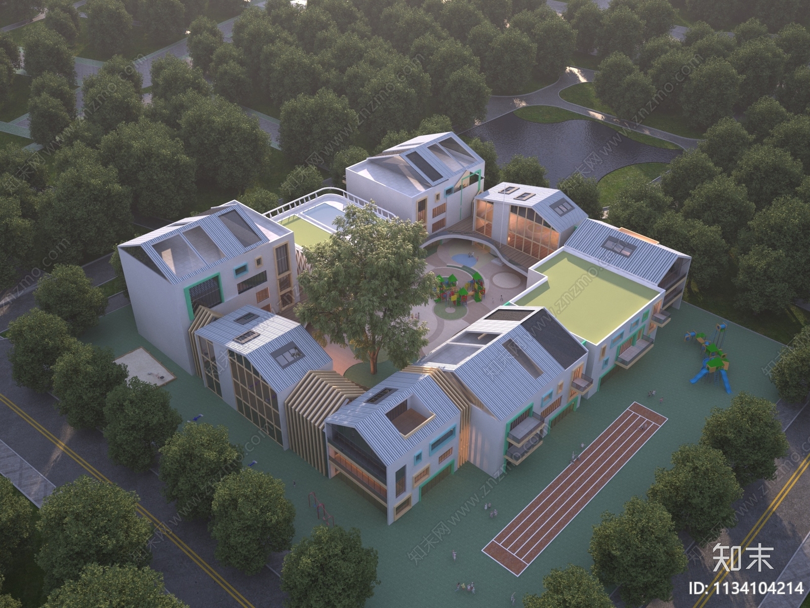 现代幼儿园建筑外观3D模型下载【ID:1134104214】