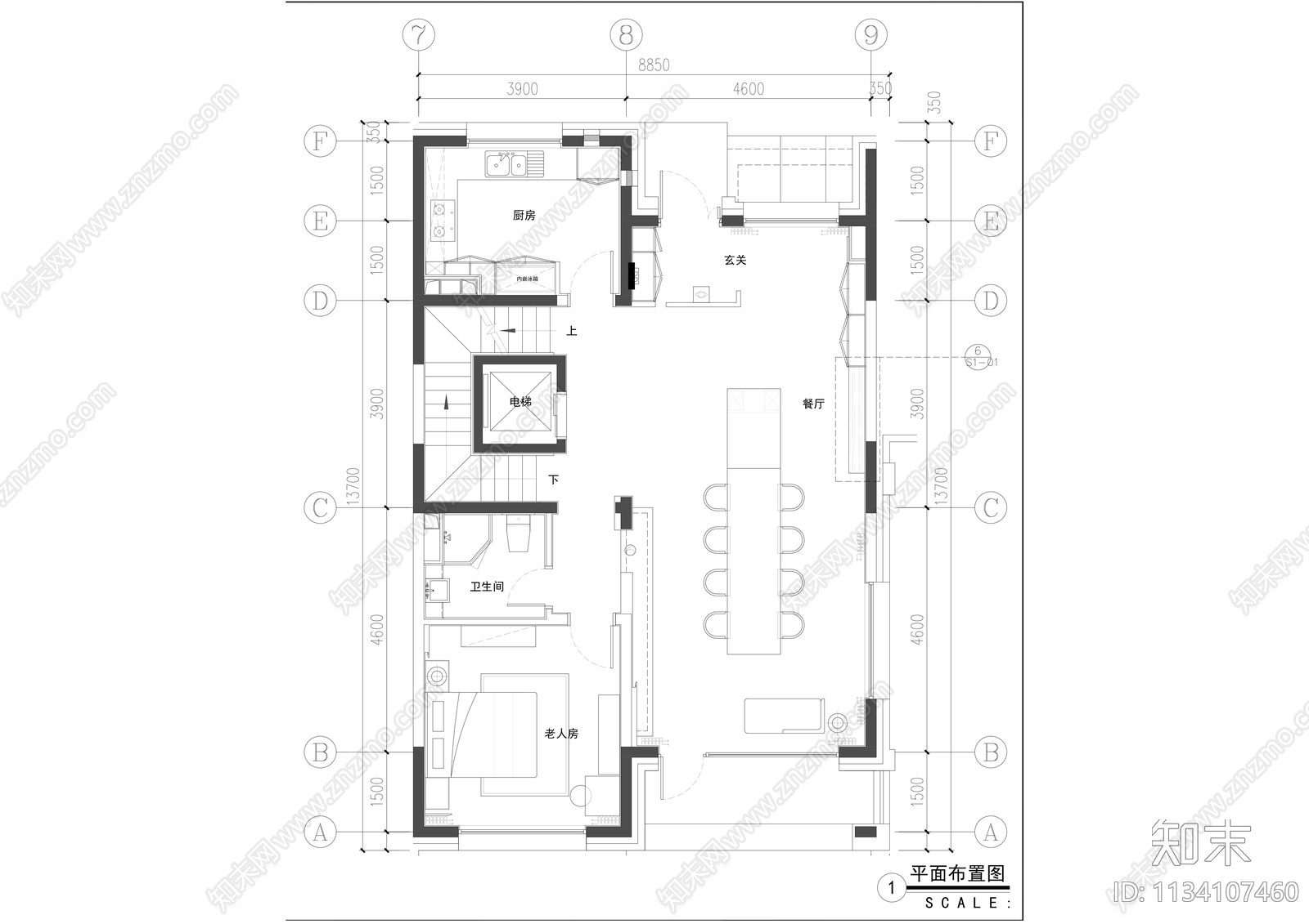 别墅室内装修cad施工图下载【ID:1134107460】