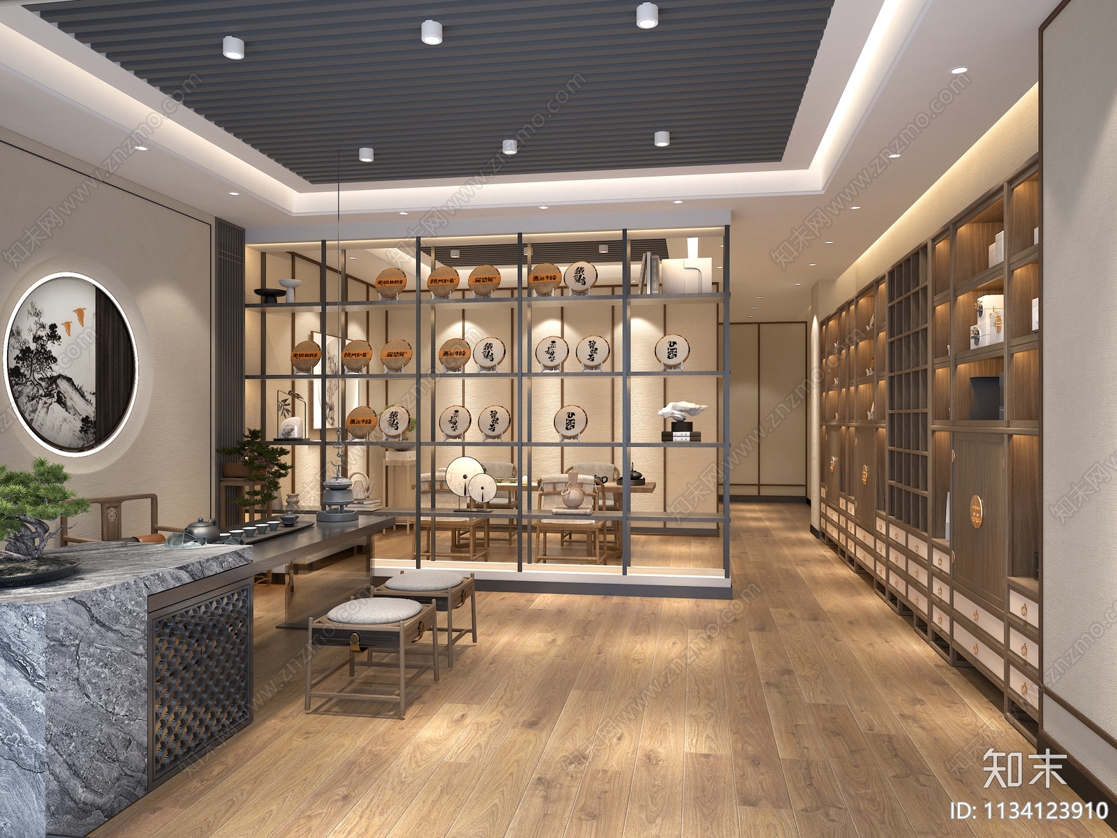 新中式简约茶馆3D模型下载【ID:1134123910】