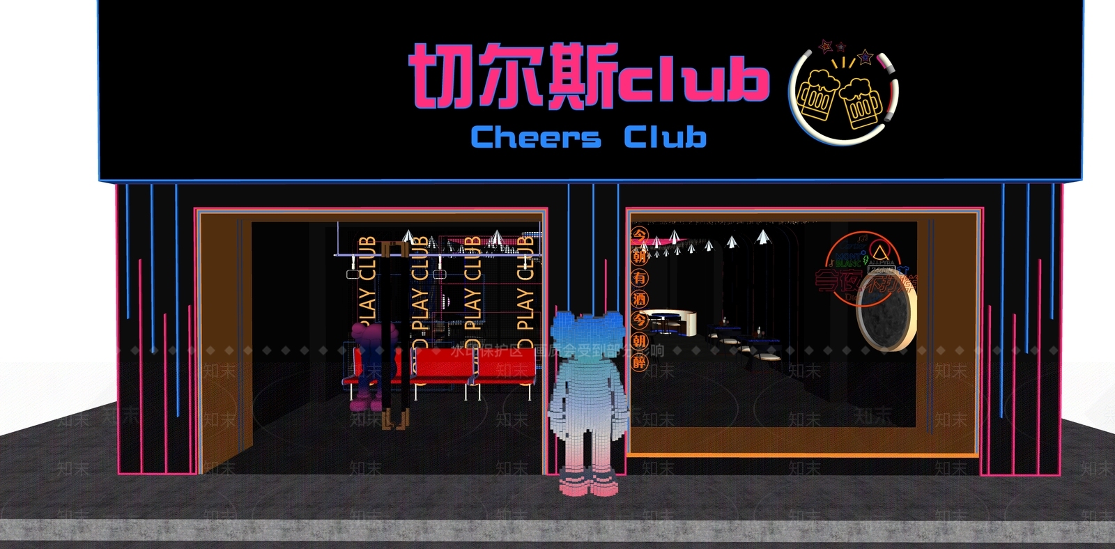 现代酒吧SU模型下载【ID:1134109243】