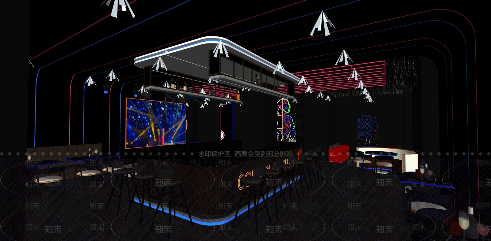 现代酒吧SU模型下载【ID:1134109243】