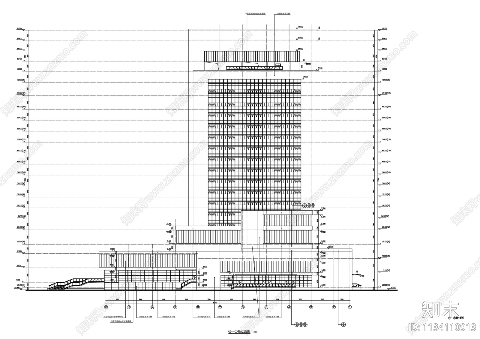 17层高层办公楼建筑施工图下载【ID:1134110913】