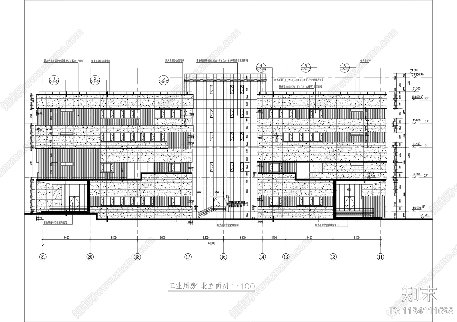 银行卡产业园孵化中心cad施工图下载【ID:1134111698】
