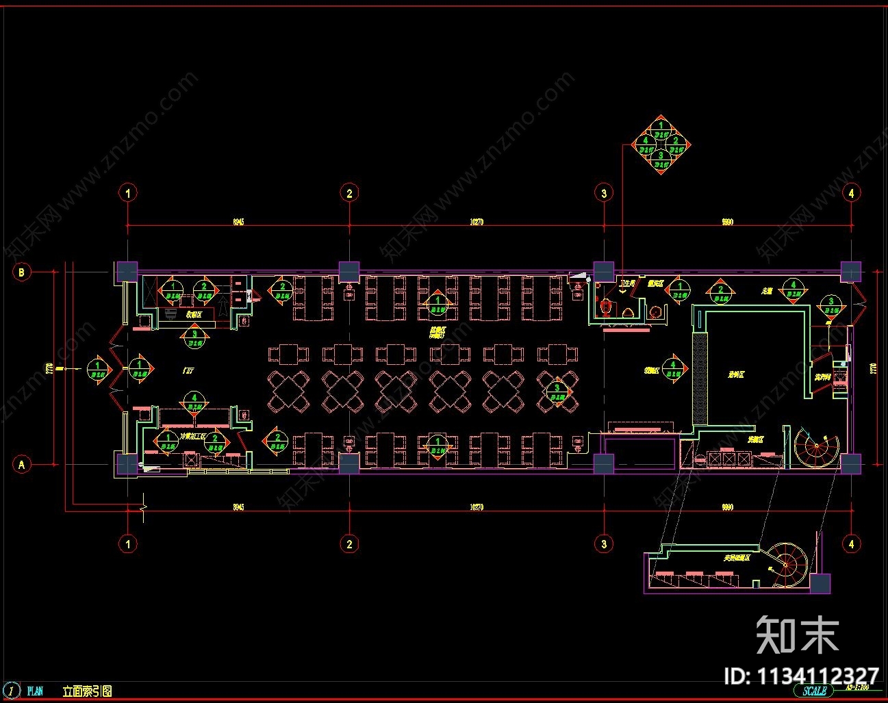 拉面馆效果图cad施工图下载【ID:1134112327】