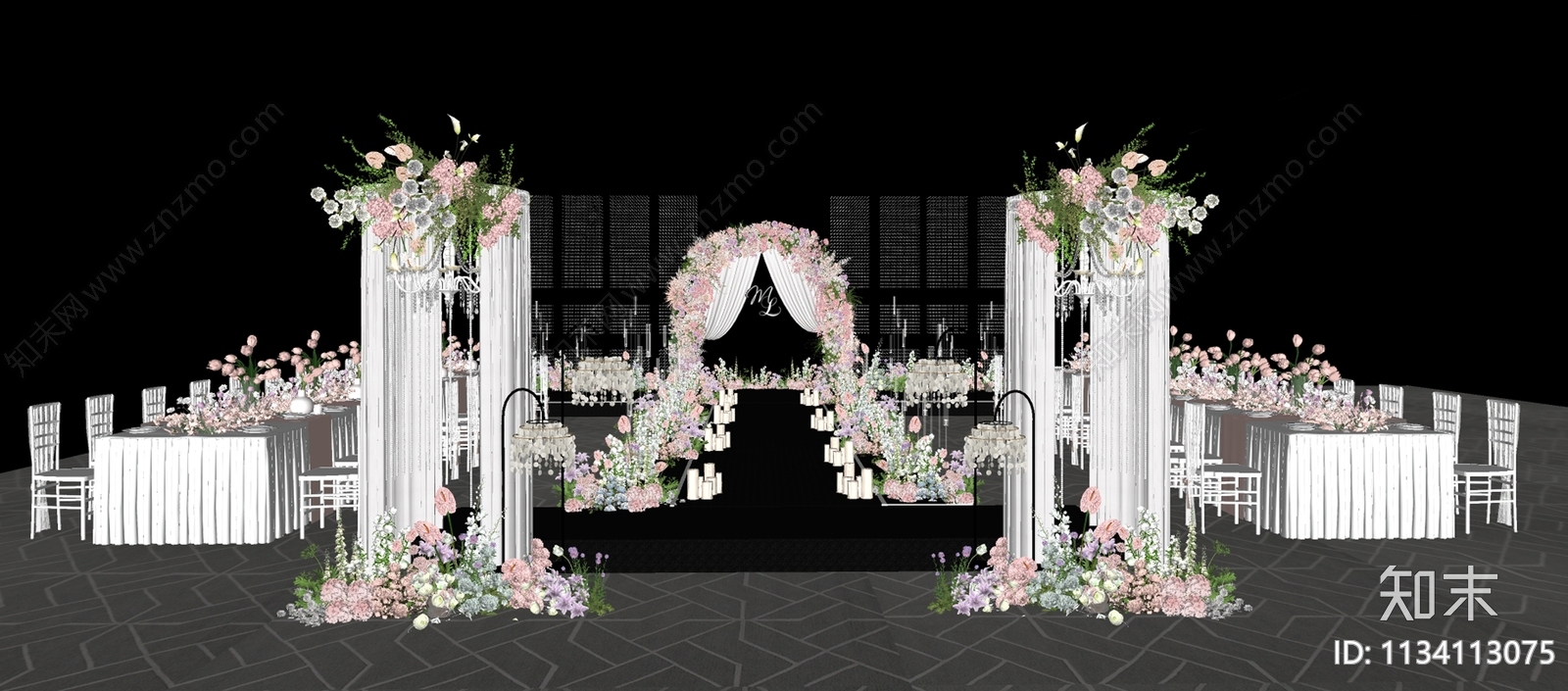 现代水晶婚礼美陈SU模型下载【ID:1134113075】_知末su模型网
