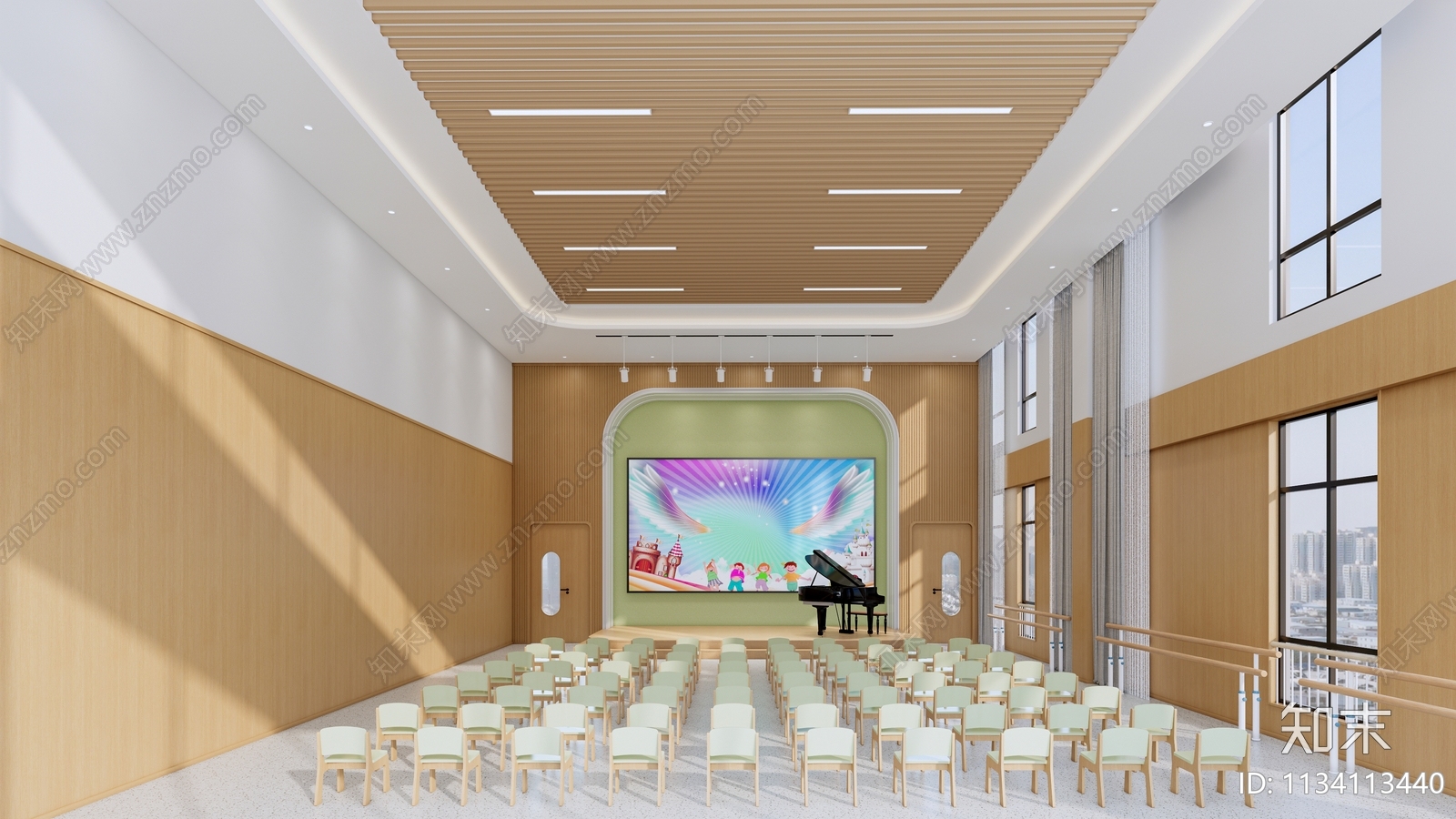 现代幼儿园音乐室SU模型下载【ID:1134113440】
