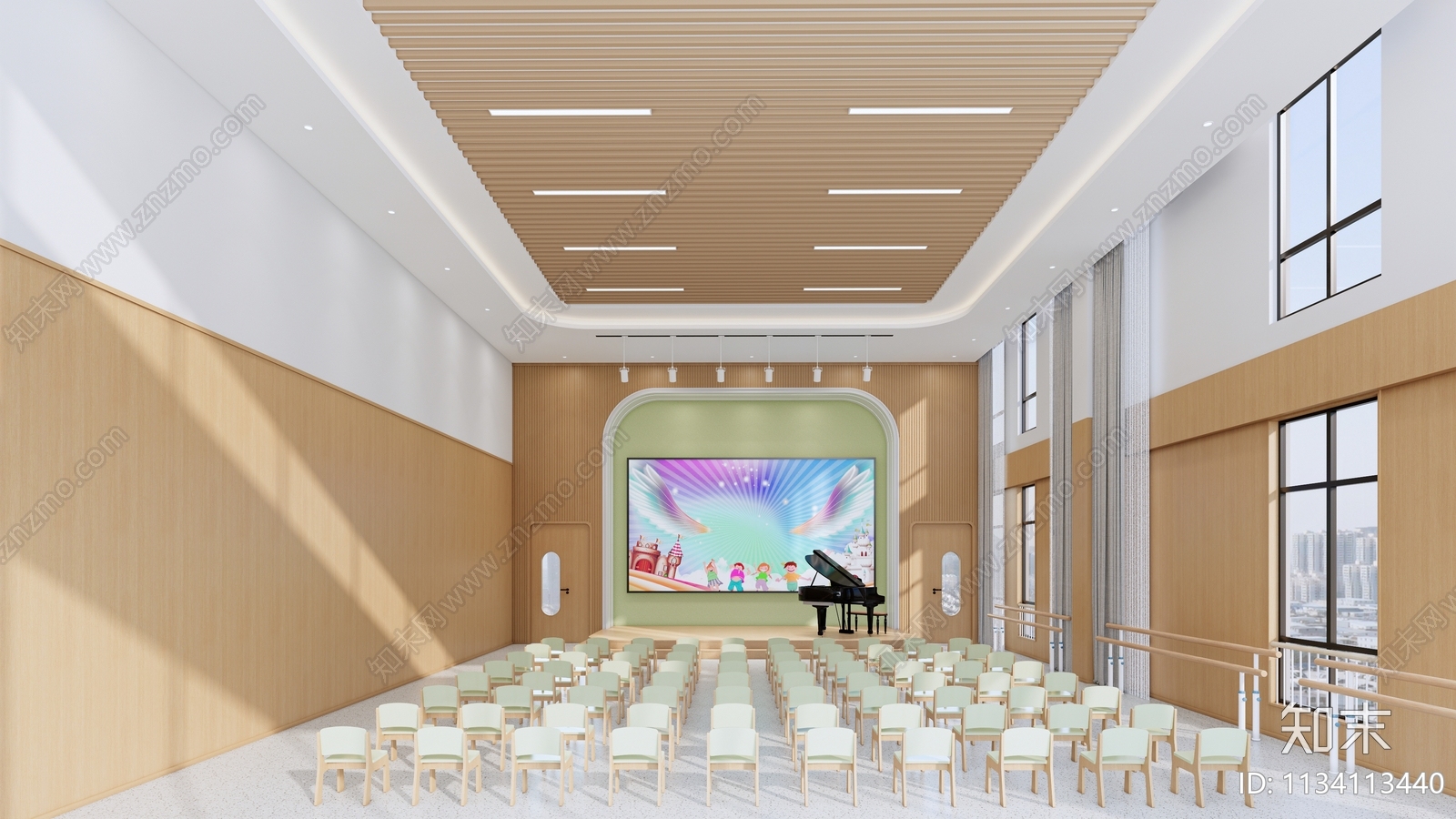 现代幼儿园音乐室SU模型下载【ID:1134113440】