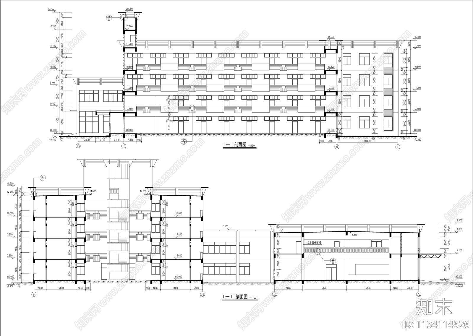 多层宿舍楼食堂建筑cad施工图下载【ID:1134114526】