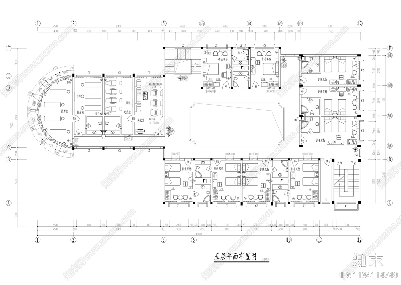 迎宾馆室内cad施工图下载【ID:1134114749】