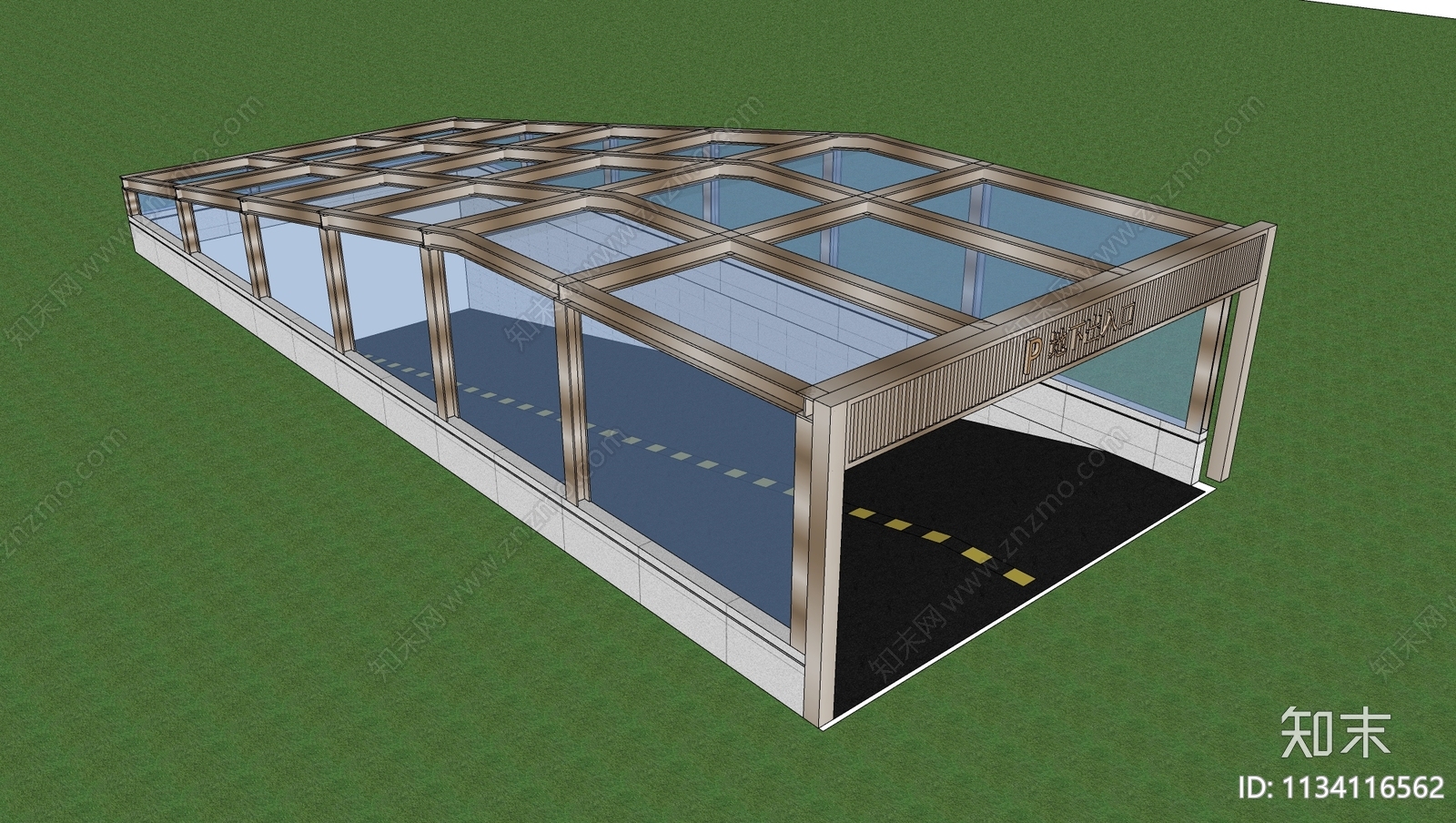 现代地下停车场出入口SU模型下载【ID:1134116562】