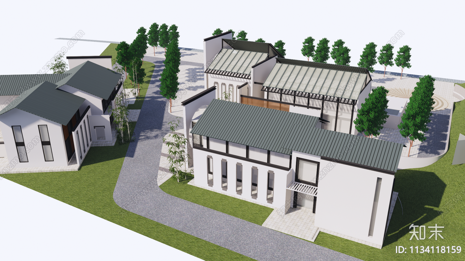 中式游客中心SU模型下载【ID:1134118159】