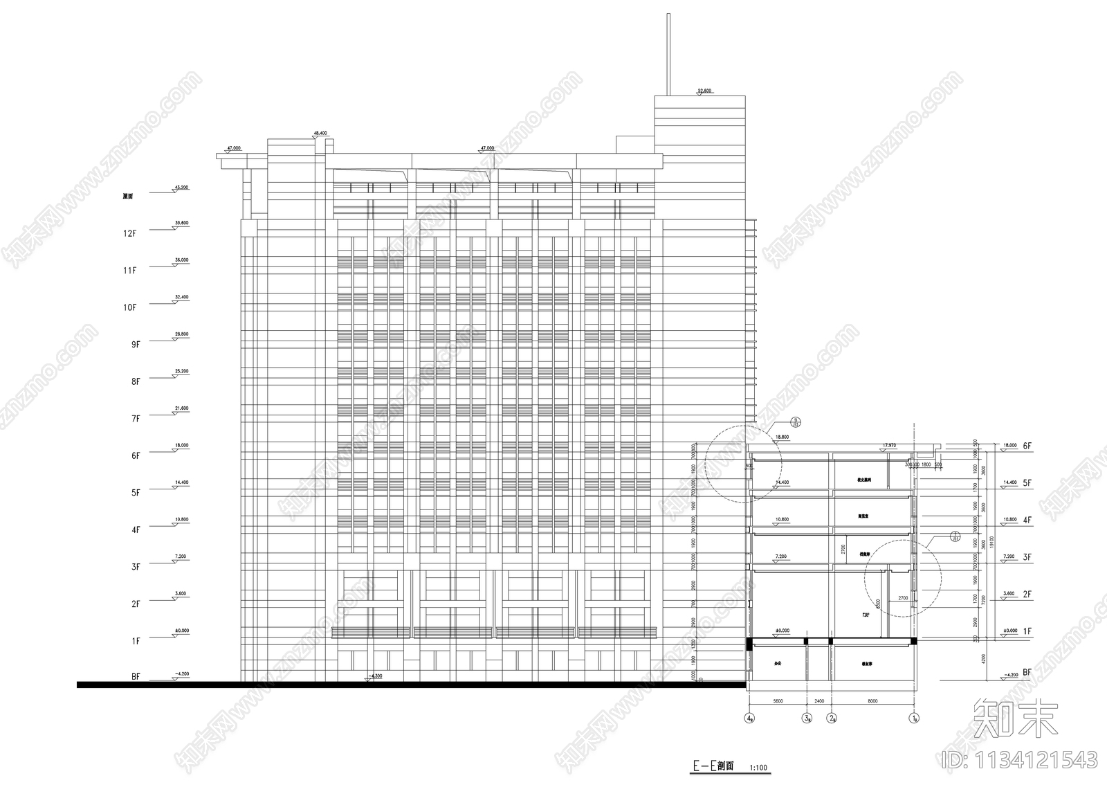 大学综合办公楼建筑cad施工图下载【ID:1134121543】
