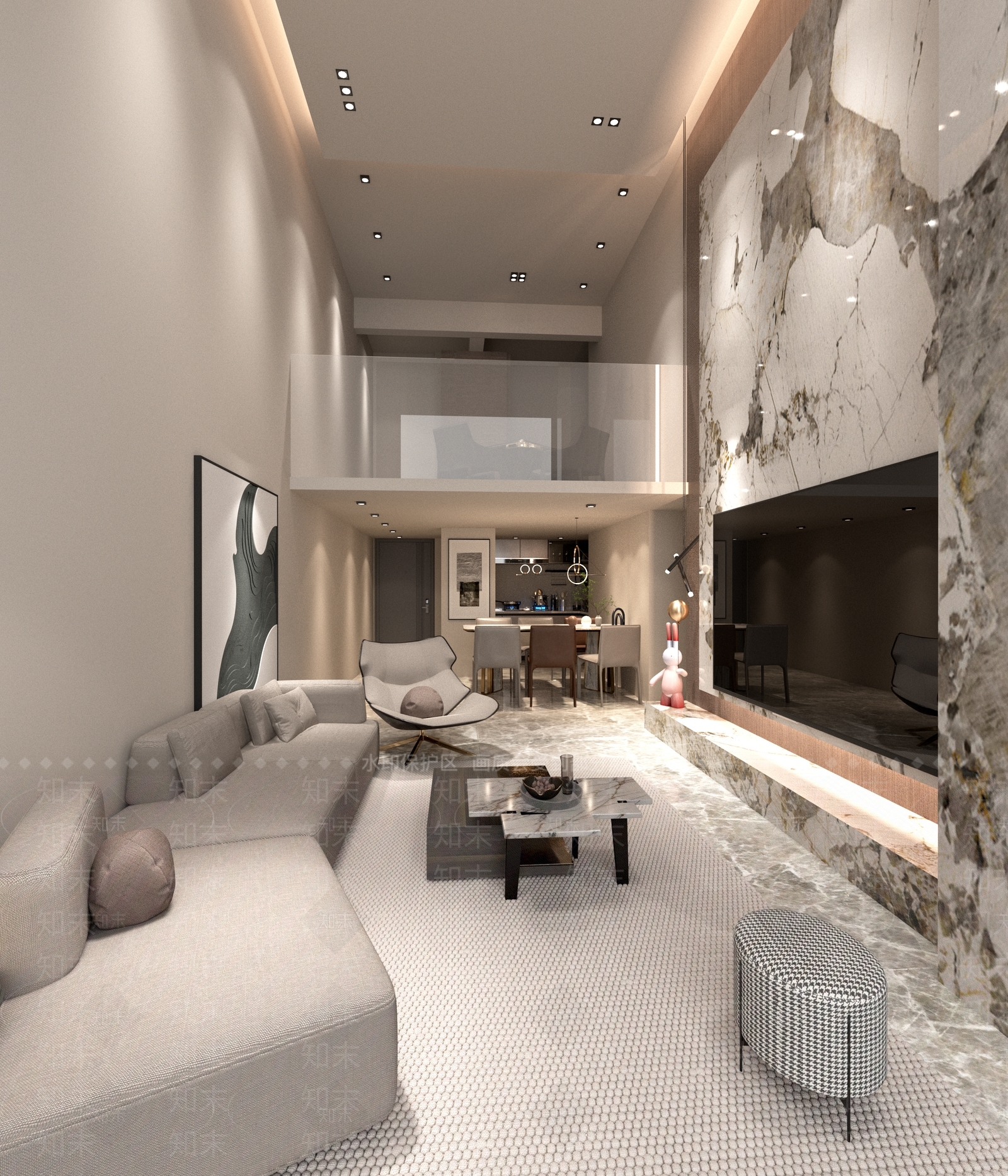现代单身公寓客厅3D模型下载【ID:1134122869】