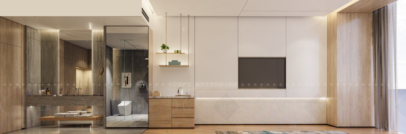 现代套房卧室SU模型下载【ID:1222308922】