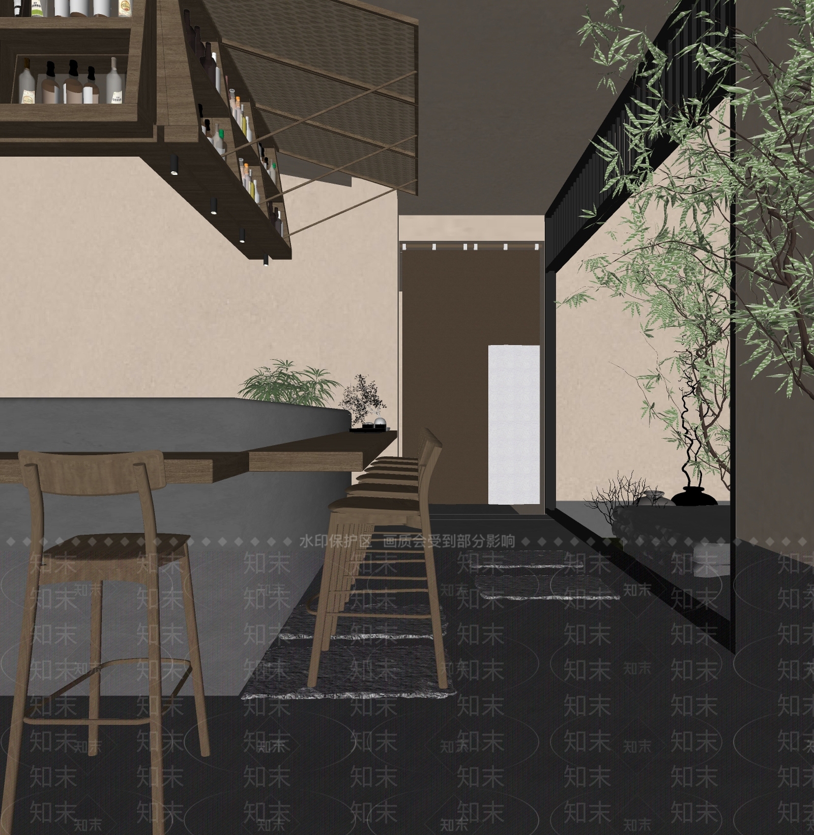 侘寂风酒吧SU模型下载【ID:1134125927】